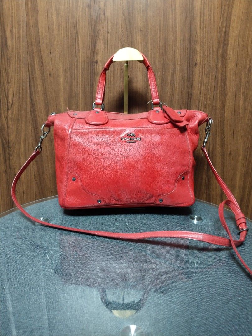 Original Coach Red Satchel Bag with Sling (Category: Cross-body Bags) located in Baguio. Submitted by amagenbagsfashionshop (Listing ID 1469087751, Image 2). Description: ✨❤️ Original Coach Red Satchel Bag with Sling👜✨❤️ ✨ A beautiful red Coach bag that adds a classy pop of color to any outfit! Featuring a stylish structured design, double top handles, a detachable sling strap, and elegant hardware. Perfect for everyday use, casual outings, or s