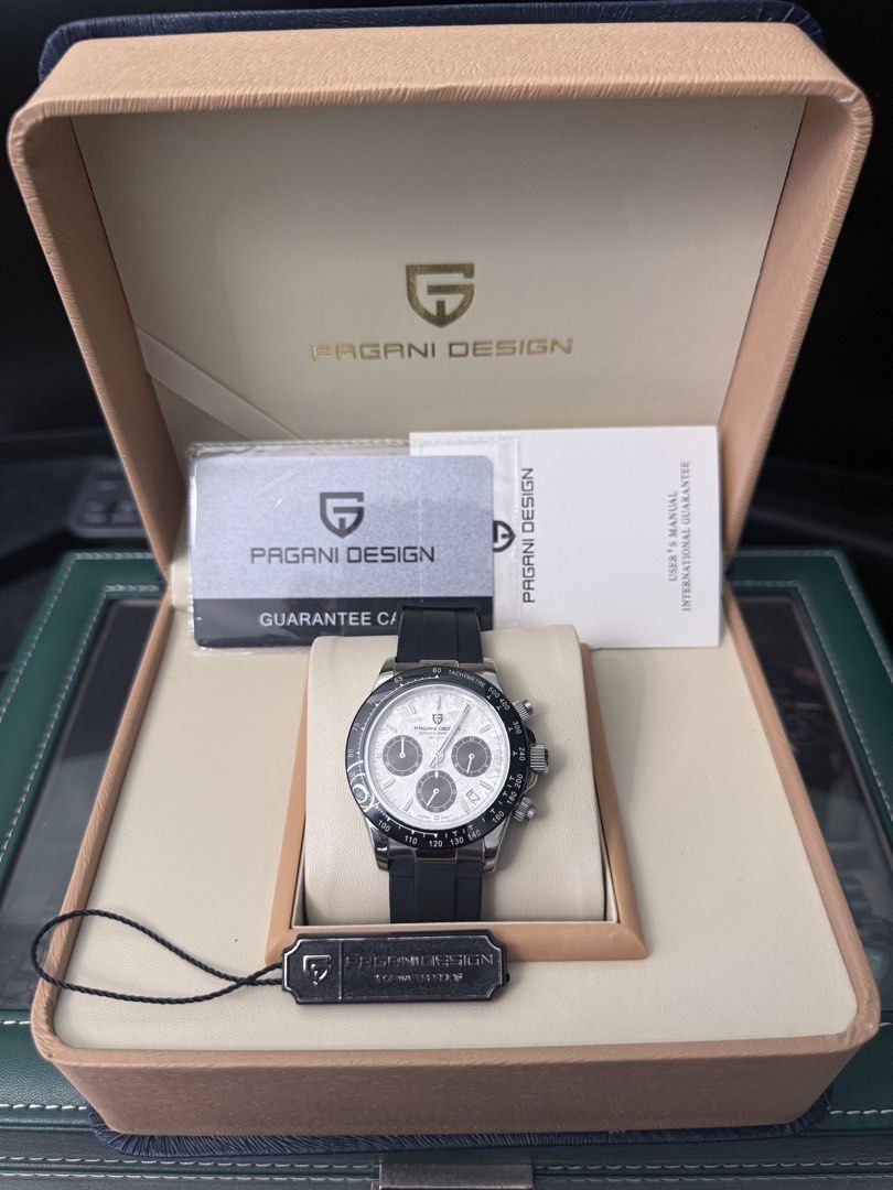 Pagani Design Chronograph Meteorite Dial Watch (Category: Men's Watches) located in Manila. Submitted by aandrarama02356 (Listing ID 1468935635, Image 1). Description: Personal Collection Downsizing ⌚ Model: Pagani Design PD-1664 Dayton Japan Movement VK63 Water Resist: 100M Movement: Japan VK63 Automatic Bracelet: Black Rubber Color: Silver Meteroite Condition: 9.5/10 Rarely Worn Inclusions: Premium/Luxury Box & Card Issues: None Price Firm: ₱40