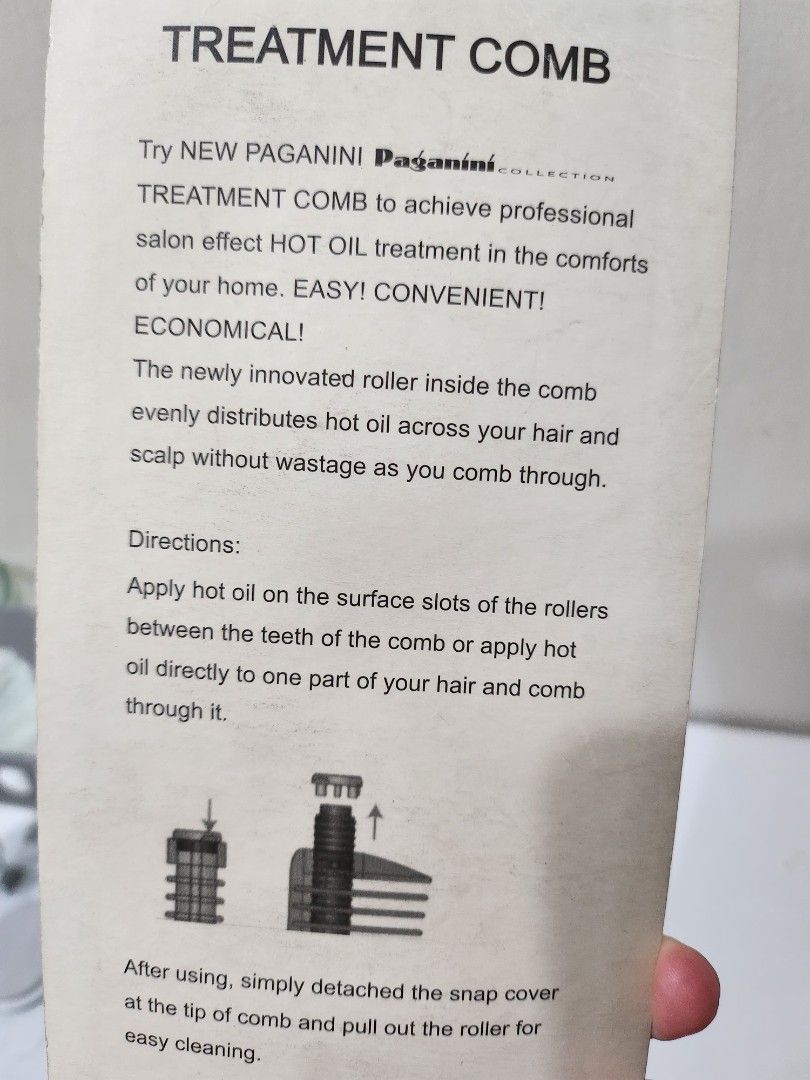 PAGANINI BRUSH (Category: Hair) located in Bulacan. Submitted by unnies (Listing ID 1468988947, Image 2). Description: Treatment Comb You can add oil on the roller while brushing your hair. RFS: Adhesive is no longer intact.