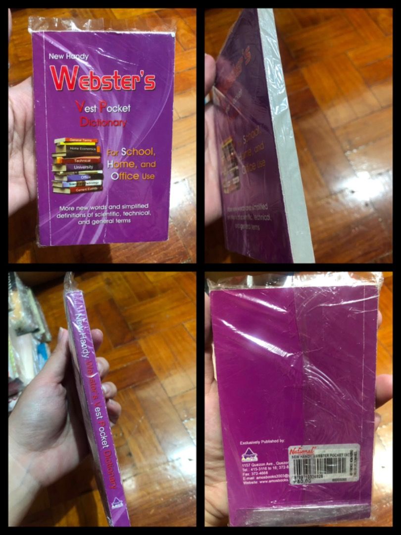 [PB] New Handy Webster's Vest Pocket Dictionary (Category: Children's Books) located in San Juan City. Submitted by ttanmien (Listing ID 1468940274, Image 1). Description: ⚜️✨⚜️✨⚜️✨⚜️✨⚜️✨⚜️ 💁🏻‍♀️SELLING PRICE: ₱20 Original Price: ₱80 💁🏻‍♀️Book Genre: Non Fiction, Children's nonfiction, Reference, Dictionary 💁🏻‍♀️Book insight: General English vocabulary, scientific, technical, home, office, and school terms 💁🏻‍♀️Target Audience: Students �