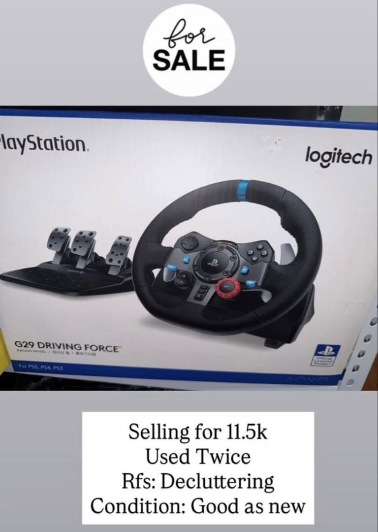 Playstation G29 Driving Force (Category: PlayStation) located in Taguig. Submitted by hookedstudio.duma (Listing ID 1469084173, Image 1). Description: USED TWICE RFS: DECLUTTERING MESSAGE ME FOR MORE PHOTOS :).