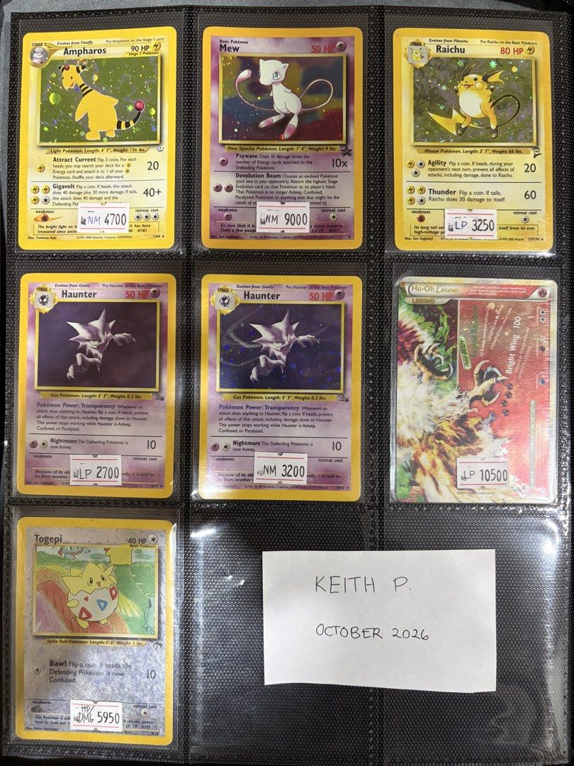 Pokemon Vintage Cards (Category: Vintage Collectibles) located in Taguig. Submitted by gammarax (Listing ID 1469038829, Image 1). Description: CROSSPOSTED For sale only Updated SOLD and ADDED new Cards The condition and price are indicated in the photos. Can provide more detailed photos upon request. Dibs must be settled within 24 hours. Can do shipping via LBC or J&T. (Will be packed securely) .