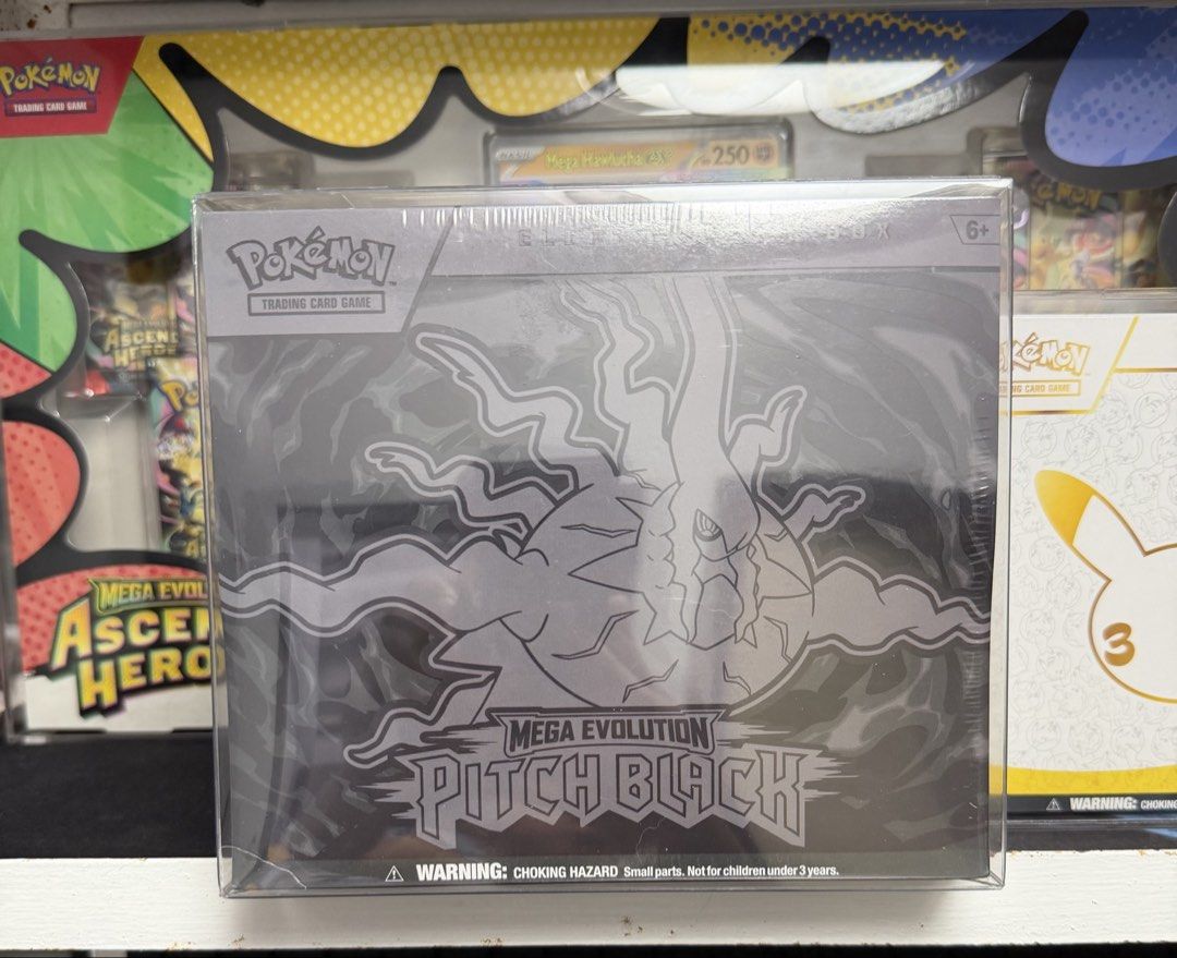 Pokémon Mega Evolution Pitch Black Elite Trainer Box (ETB) English (Category: Card Boxes & Cases) located in Marikina City. Submitted by allantolentinojr19 (Listing ID 1468978462, Image 1). Description: Pitch Black ETB - Sealed (Mint Condition) Free Plastic Protector - Price: 6,000 Negotiable - Pwede din swap sa other ETB (Perfect Order or Chaos Rising) Meetup up only. Location: Marikina.