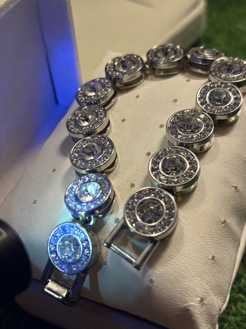 Power tennis bracelet (Category: Bracelets) located in Davao. Submitted by ememlou17 (Listing ID 1469069947, Image 3). Description: Power tennis beacelet Size8-8.5 No markings Rodium/ Platinum over copper based metal Tarnish resistant with extra care Message me directly📩.
