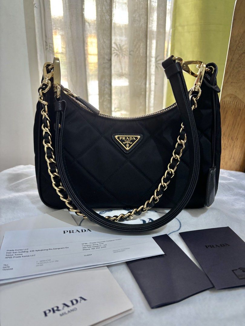 Prada Quilted Nylon Re edition (Category: Announcements) located in Quezon City. Submitted by ingridsfinds (Listing ID 1468959297, Image 1). Description: Almost new, super excellent condition Comes with Resibo, dustbag, cards rFID Rank condition 9.8/10.