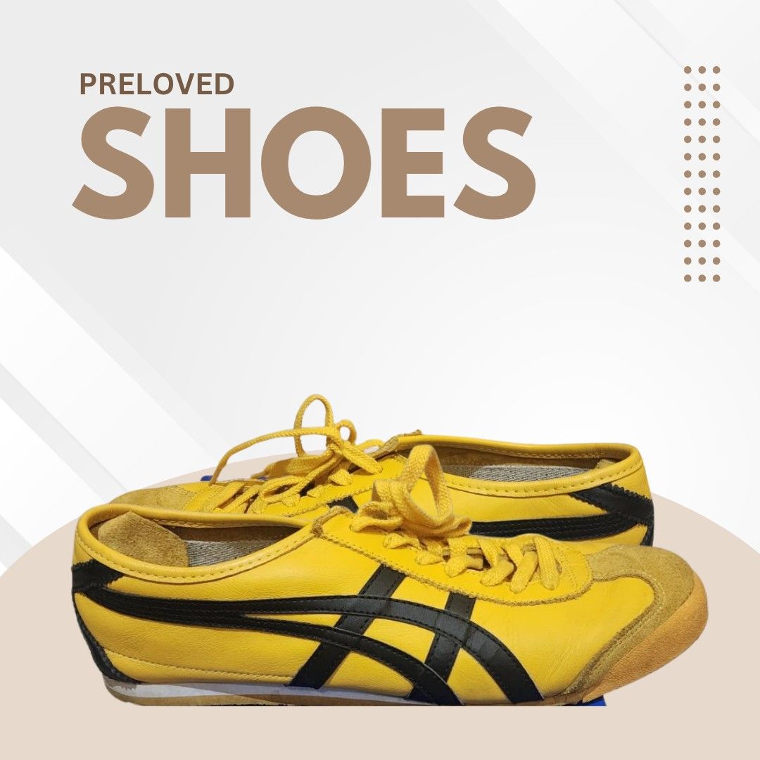 PRELOVED ONITSUKA TIGER MEXICO KILL BILL 66 (Category: Sneakers & Footwear) located in Quezon City. Submitted by ggb_brokerageservices202 (Listing ID 1468966873, Image 2). Description: Preloved Onitsuka Tiger Mexico Kill Bill 66 Brand: Onitsuka Tiger Size: EU 44| US 10| 28 CM Color: Yellow/ Black Made in Indonesia Condition: Preloved Resell: 7,140.
