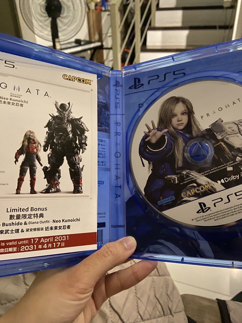 PS5 Pragmata Capcom Game (Category: PlayStation) located in Manila. Submitted by rarehawk-788aea (Listing ID 1469077282, Image 2). Description: - Condition: Great shape, includes both case and disc - Code is Used Location Area: Laguna MOP: Gcash Shipping Fee care of buyer.