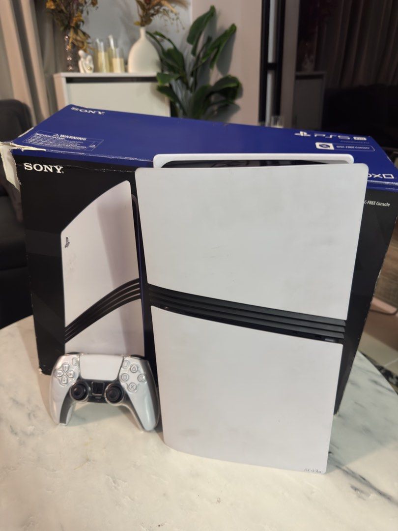 PS5 Pro 2TB with 1 controller and box (Category: PlayStation) located in Pasig City. Submitted by robbiseraphin (Listing ID 1468973882, Image 1). Description: 🎮 Selling: PS5 Pro 2TB digital + 1 controller and box. 58k nalang ✅ Inclusives: - PS5 Pro 2tb (never been opened or repaired) - 14.00 firmware - 1 dualsense controller - no games - complete wires (HDMI and power chord) - with box (with slight tear sa corner) 📅 Purchased early 2025 🧾 lost