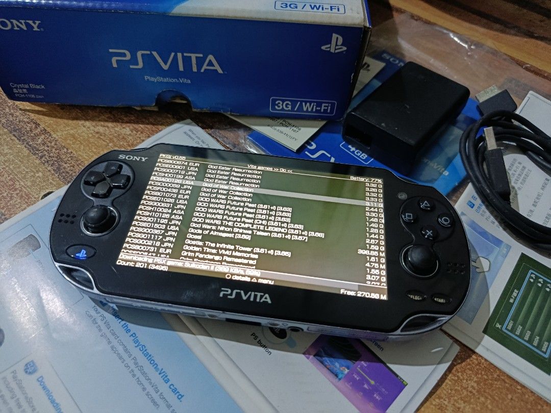 Ps vita phat oled (Category: PlayStation) located in Manila. Submitted by 1upgspot (Listing ID 1469115675, Image 2). Description: Complete with Box manuals Original charger Orginal 4GB mmc I already henkaku Buy ka nalng ng mmc Games suikoden 2 god of war collection No issue i tested it Location qc..
