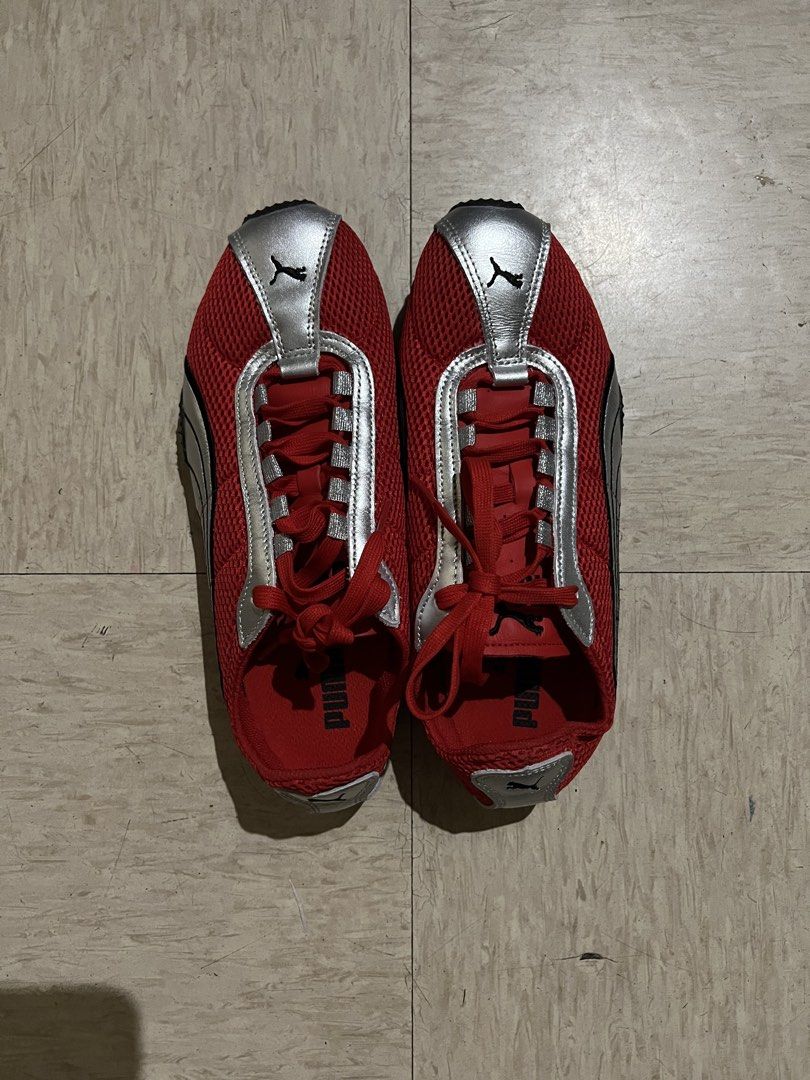 Puma Red Silver Sneakers Size US 9 (Category: Sneakers) located in Quezon City. Submitted by Zandee (Listing ID 1469092545, Image 1). Description: - Brand: Puma - Color: Red mesh with silver leather overlays and black branding - Size: US 9 / EUR 42 / UK 8 - Features: Lace-up closure, iconic black and white side stripes, durable rubber outsole - Condition: Clean, red laces intact, minimal wear on soles - Origin: Made in Cambodia.