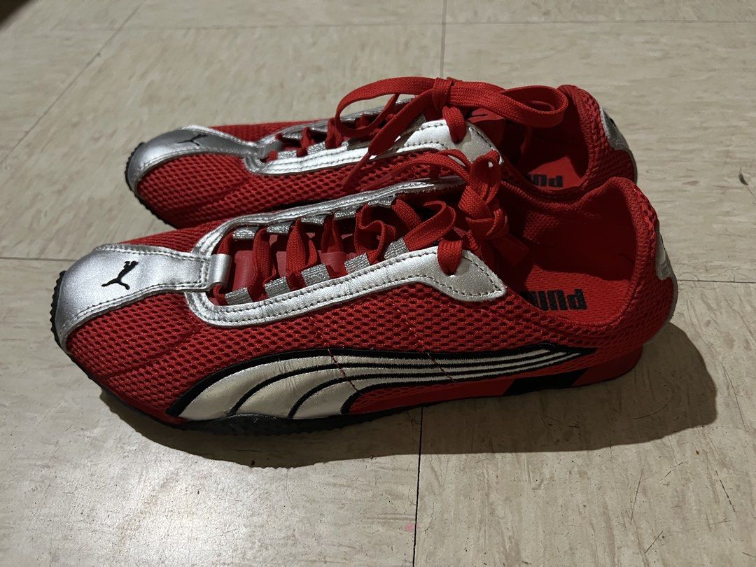 Puma Red Silver Sneakers Size US 9 (Category: Sneakers) located in Quezon City. Submitted by Zandee (Listing ID 1469092545, Image 3). Description: - Brand: Puma - Color: Red mesh with silver leather overlays and black branding - Size: US 9 / EUR 42 / UK 8 - Features: Lace-up closure, iconic black and white side stripes, durable rubber outsole - Condition: Clean, red laces intact, minimal wear on soles - Origin: Made in Cambodia.