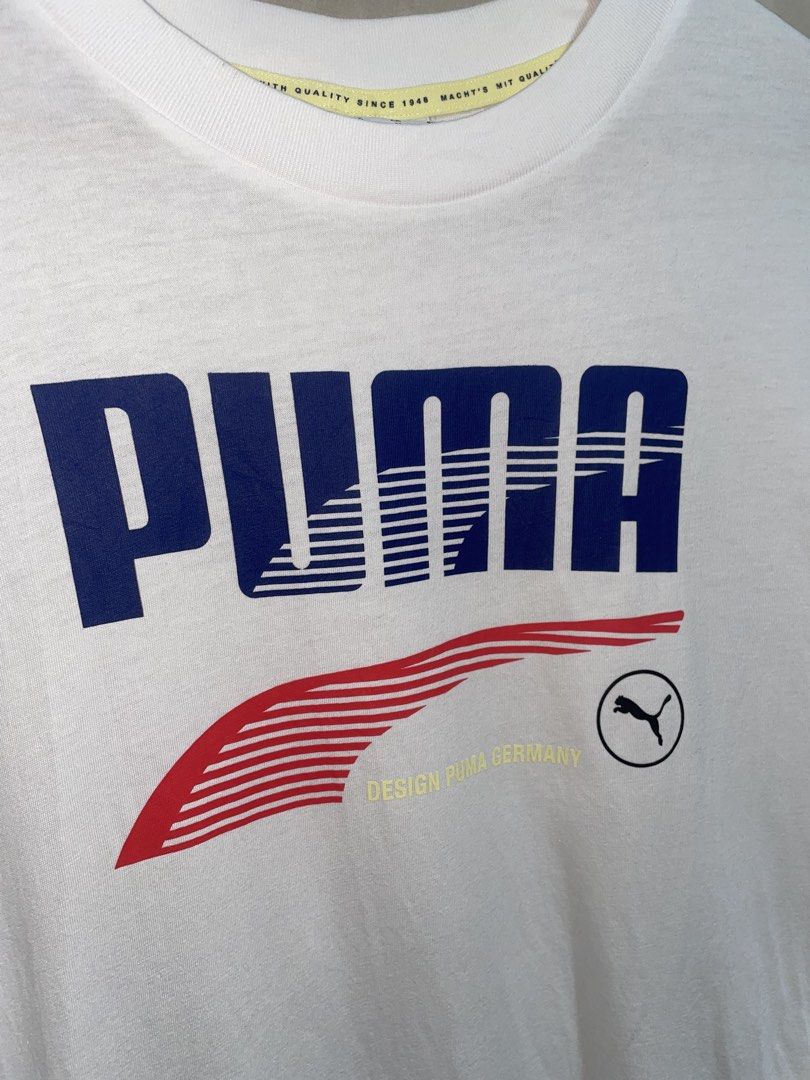 Puma White Graphic T-Shirt (Category: Shirts) located in Molave. Submitted by thriftedstore.horse (Listing ID 1469099983, Image 3). Description: Condition- excellent Issue- none Color rate- 9.8/10 .