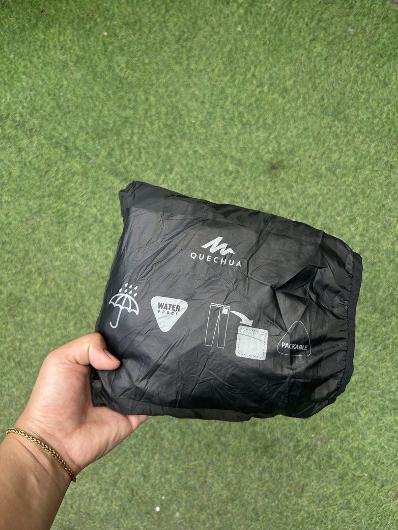 Quechua waterproof packable pants (Category: Activewear) located in Santa Rosa. Submitted by unexpected.finds4026 (Listing ID 1469136479, Image 2). Description: Large - XL adjustable waist 32-38 waist complete tags bnew condition no flaws .