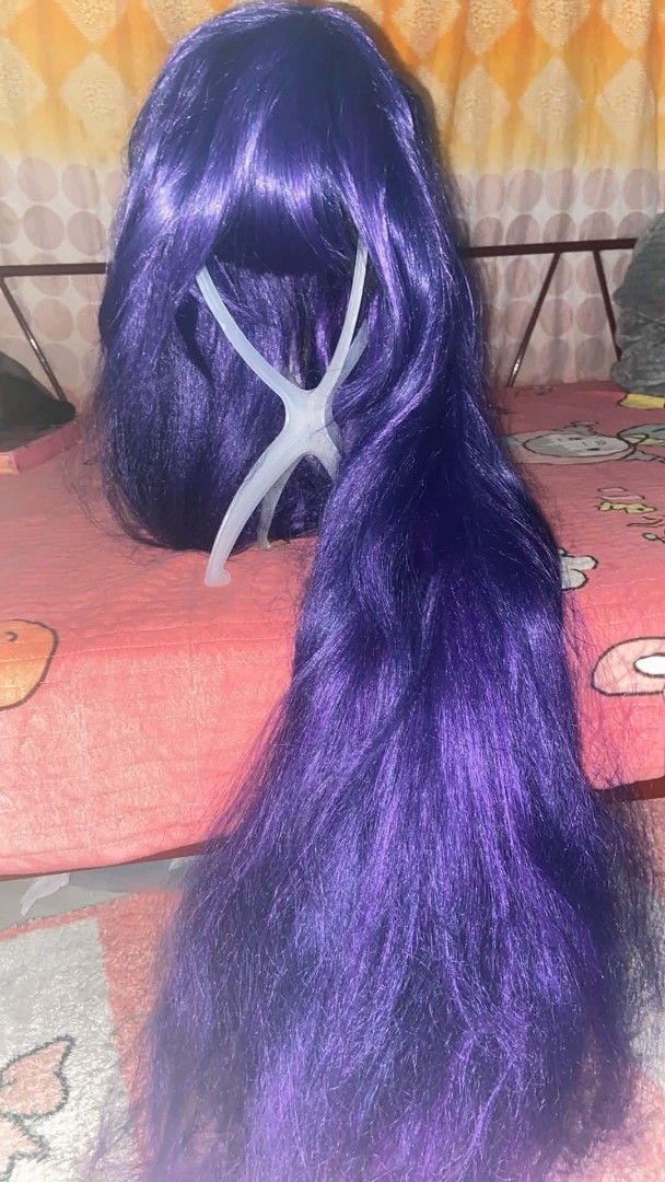 Raiden / Long Purple Wig (Category: Hair Accessories) located in Bulacan. Submitted by sphinx.sena (Listing ID 1469090238, Image 2). Description: •Originally Raiden Wig • Trimmed bangs • Will wash and detangle before shipping .