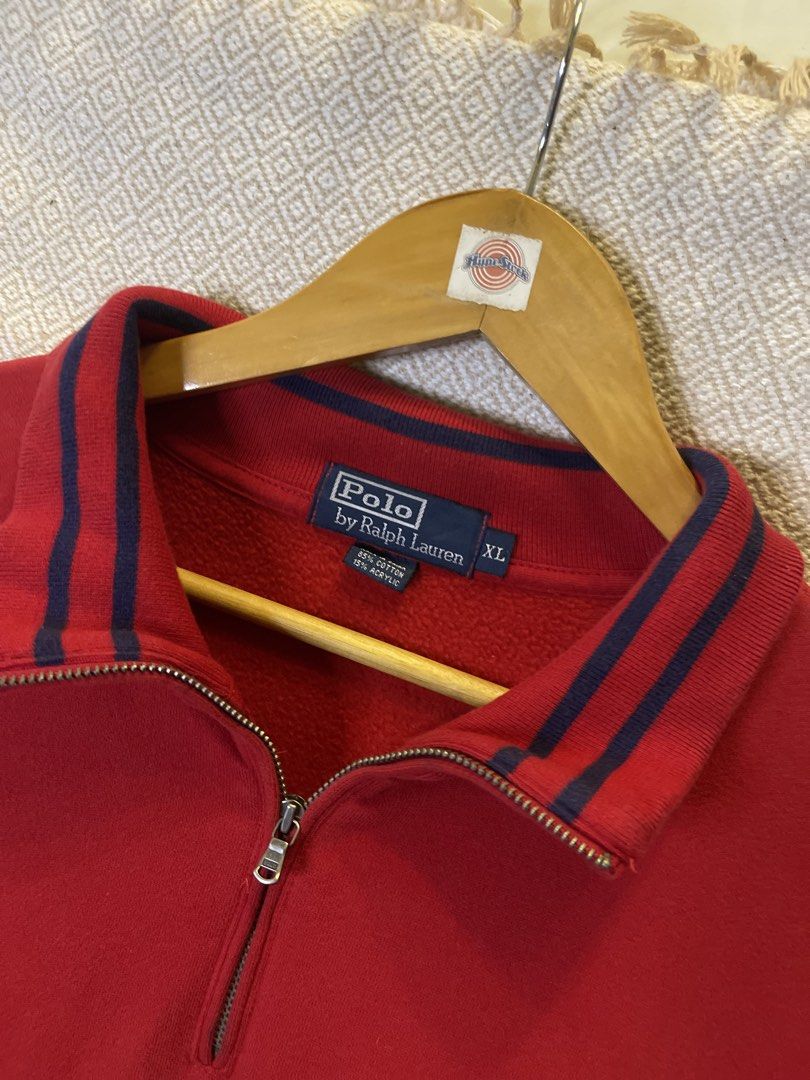 Ralph lauren red quarterzip (Category: Tshirts & Polo Shirts ) located in Manila. Submitted by hypestock_mnl (Listing ID 1469131994, Image 3). Description: - stylish - perfect for casual wear - great fit - in good condition - minimal signs of usage - 9/10 - money worth! - need wash - see pics for details/issue.
