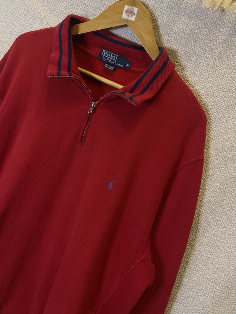 Ralph lauren red quarterzip (Category: Tshirts & Polo Shirts ) located in Manila. Submitted by hypestock_mnl (Listing ID 1469131994, Image 2). Description: - stylish - perfect for casual wear - great fit - in good condition - minimal signs of usage - 9/10 - money worth! - need wash - see pics for details/issue.