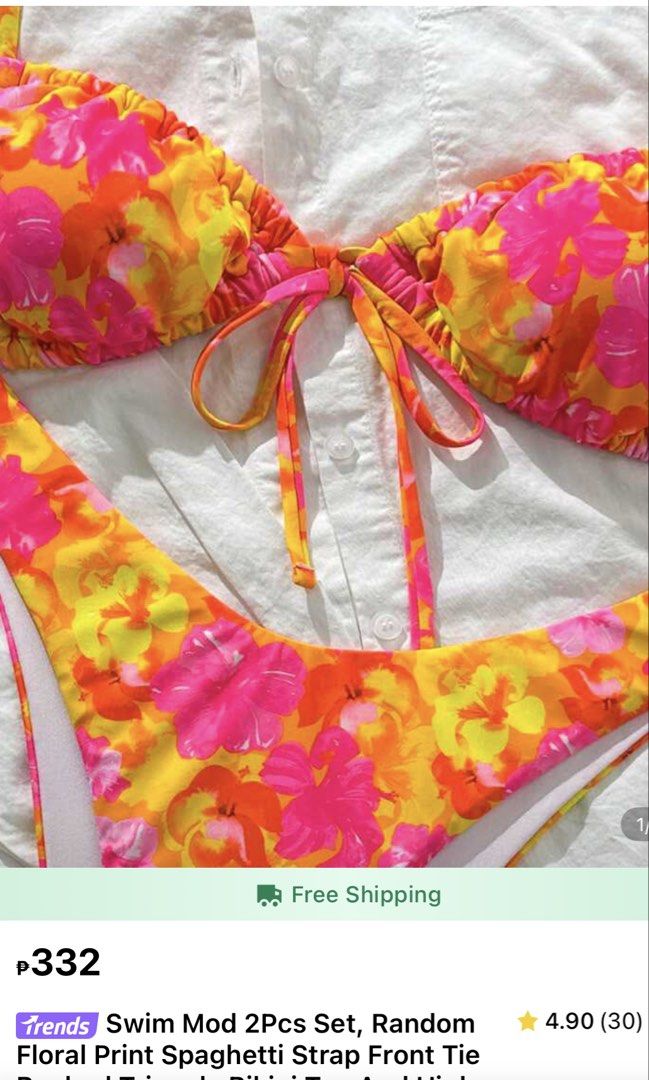Random Floral Bikini Set (Category: Bikinis & Swimsuits) located in Manila. Submitted by sieee9 (Listing ID 1469140111, Image 3). Description: Worn for photos only, then taken off right after hahaha! Never used for swimming. Super nice condition, still looks brand new! 🤍✨.
