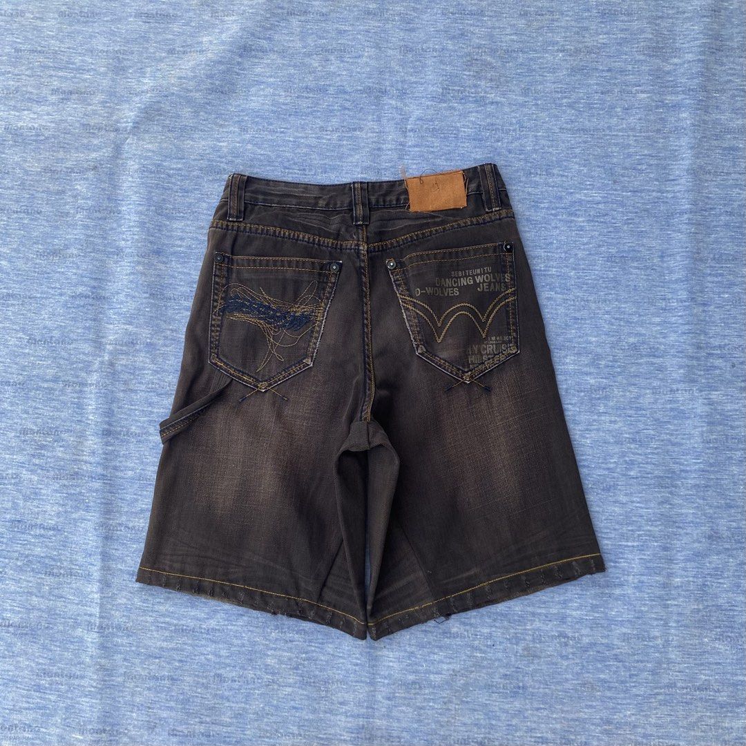 RANDOM Y2k CARPENTER REWORK JORTS (Category: Shorts) located in Angeles City. Submitted by stephen52790 (Listing ID 1469056120, Image 1). Description: 🟥RANDOM Y2k CARPENTER REWORK JORTS (INCH) Waist: 29 Length: 21 Thigh: 13.5 Leg opening: 11.5 •Good/Excellent condition •Hard denim •Print/Embroid design •Washed design •Rusty black colorway •NO ISSUE Price: 400PHP.
