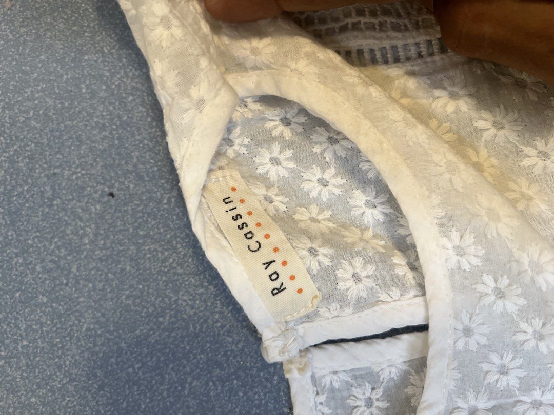 Ray Cassin White Embroidered Lace Blouse (Category: Blouses) located in Tabaco. Submitted by edmarbron (Listing ID 1469089880, Image 2). Description: - Brand/Style: White Ray Cassin top - Design: All-over embroidered floral pattern with scalloped lace hem - Details: Short flared sleeves and chic lace panel details on the shoulders - Comfort: Lightweight fabric that is super easy to style - Occasion: Perfect for casual days, dates, or weekend outi