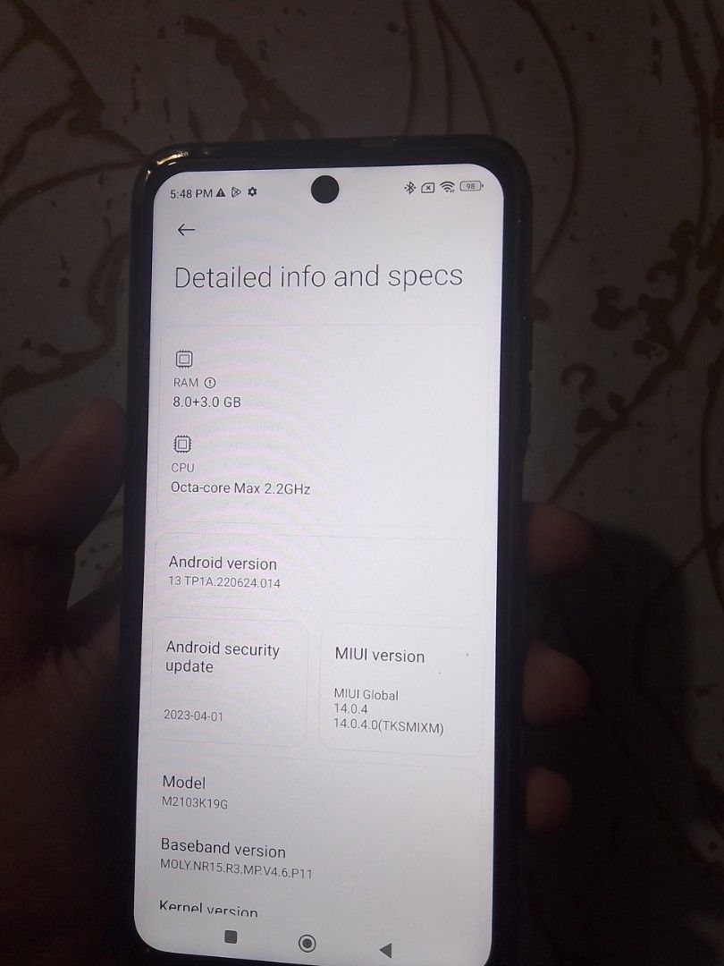 Redmi Note 10 5G 8/128 with minor issue (Category: Xiaomi) located in Caloocan City. Submitted by brightstar-da11 (Listing ID 1468932244, Image 2). Description: FS Redmi note 10 5G 3,700 negotiable In good condition 8+3GB ram 128GB storage 90hz display refresh rate 5G connectivity na din Yan mabilis sa data Dimensity 700 chipset good for gaming Goods camera malinaw naman Battery matagal naman din malowbat Issue: dents and volume button missing bi
