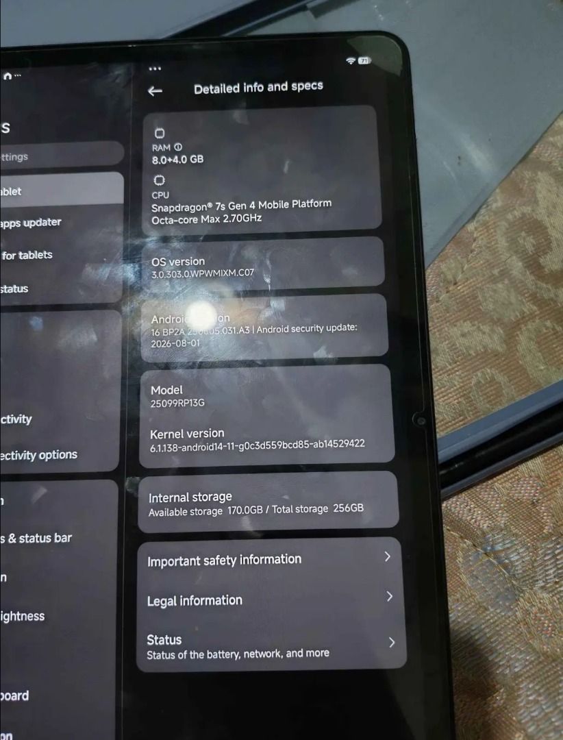 Redmi pad 2 pro 256gb (Category: Android) located in Quezon City. Submitted by fastowl_a0c5b6 (Listing ID 1468967981, Image 2). Description: Redmi pad 2 pro 256gb SNAPDRAGON 7S GEN 4 12,000 MAH BATTERY COMPLETE PACKAGE PO NO ISSUE NO HISTORY REPAIR 100 BATTERY HEALTH 95 CYCLE.
