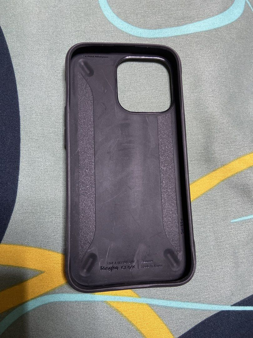 Ringke Onyx Design Iphone 13 Pro - Paint (Category: Cases & Sleeves) located in Manila. Submitted by nyeldeyb (Listing ID 1468973869, Image 2). Description: - Brand: Ringke Onyx Design - Compatible Model: iPhone 13 Pro - Color/Design: Paint (black textured case with unique white paintbrush stroke design) - Condition: Excellent / gently used - Features: Slim yet shock-absorbent, anti-slip textured grip, precise cutouts, lanyard holes integrated - 