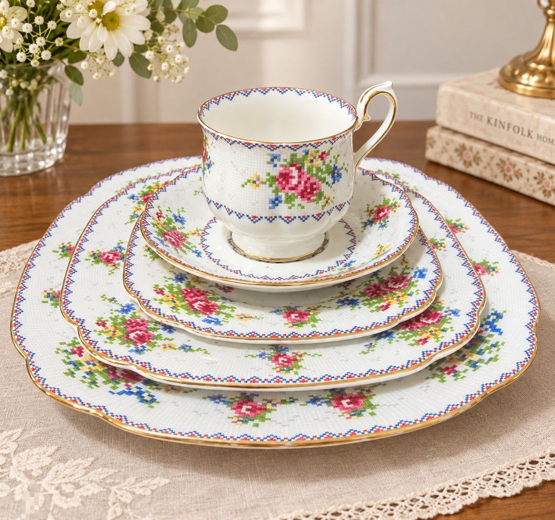 ROYAL ALBERT PETIT POINT 5PC SETTING (Category: Dinnerware & Cutlery) located in Cagayan de Oro. Submitted by beezeemum (Listing ID 1468996007, Image 1). Description: Made in England in good conditions 8 sets available .