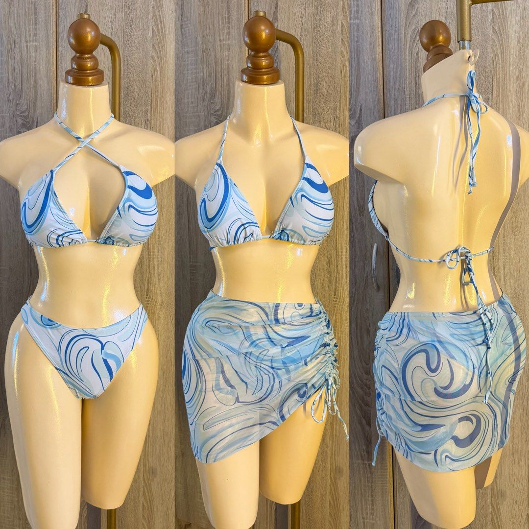 Royal Blue 3-Piece Bikini Set with Mesh Sarong (Category: Bikinis & Swimsuits) located in Manila. Submitted by absndy (Listing ID 1469123743, Image 3). Description: FOR SALE: Brandnew shein 3n1 and 4n1 Swimsuits ✔️ Each swimsuit comes with an individual pouch ✔️ Actual colors may vary slightly due to lighting ✔️ 250-399 only ✔️ Small-xl available sizes 📍Location: Manila Payment first only Lalamove & JNT Express (buyer shoulders shipping fee).
