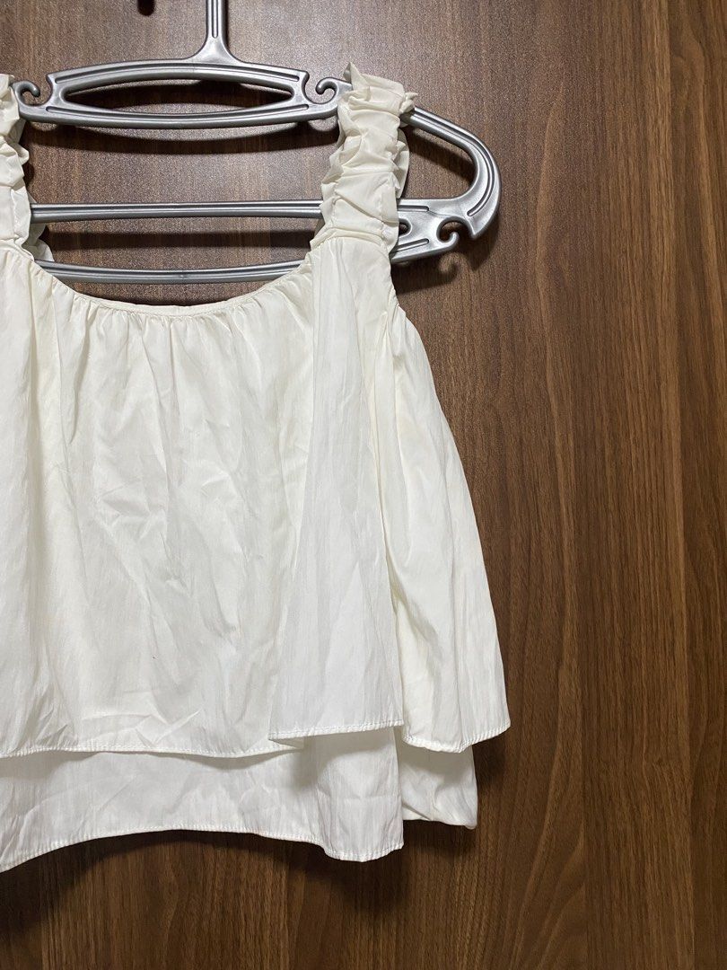 Ruffle Strap Baby Doll Top in White (Category: Blouses) located in Paranaque City. Submitted by slowsundays.club (Listing ID 1468986734, Image 2). Description: .