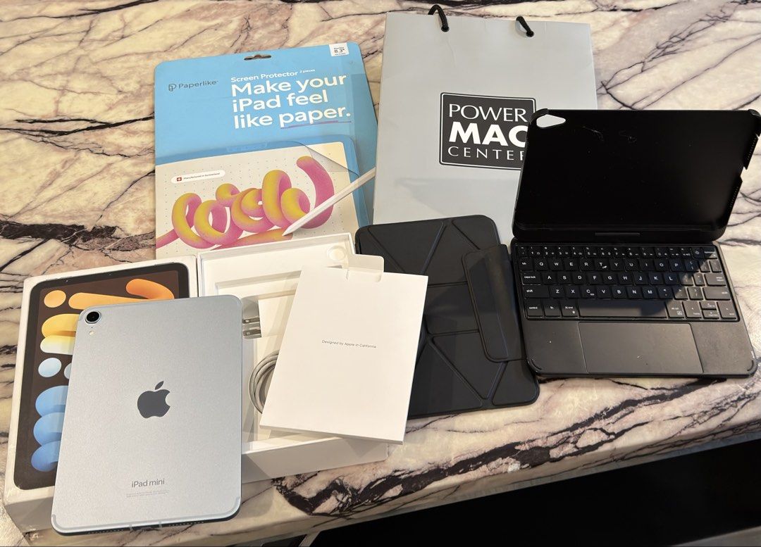 RUSH! Cellular iPad Mini 7 5G Blue + Freebies (Category: iPad) located in Makati City. Submitted by beyond199 (Listing ID 1468955290, Image 3). Description: Hi! I am selling my like new Apple iPad Mini 7 - 128GB WIFI + Cellular 5G in Blue + Freebies for 34,995 pesos only. NO SWAPPING. FIXED PRICE. Freebies: Keyboard Case, Baseus Pencil, Unused Paperlike screen protector and Black Flip Case Item is in like new condition. No dents. No issues. 97% b