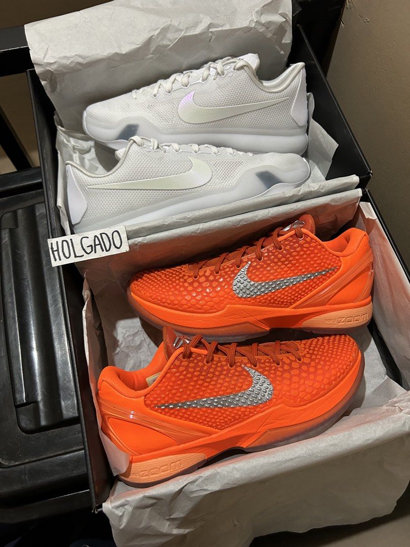 RUSH KOBES FIRST TO PAY (Category: Sneakers) located in Manila. Submitted by kickscouture (Listing ID 1468938474, Image 1). Description: Kobe 6 Total Orange - Size 7.5 US Used 1x Complete ₱9,000 Kobe 10 Halo - Size 10 Brandnew Complete ₱9,000 All pairs are 100% authentic / money back if proven fake. 🚚Lalamove / LBC / Meetups 📍Trece, Cavite kickscouture_ on instagram.