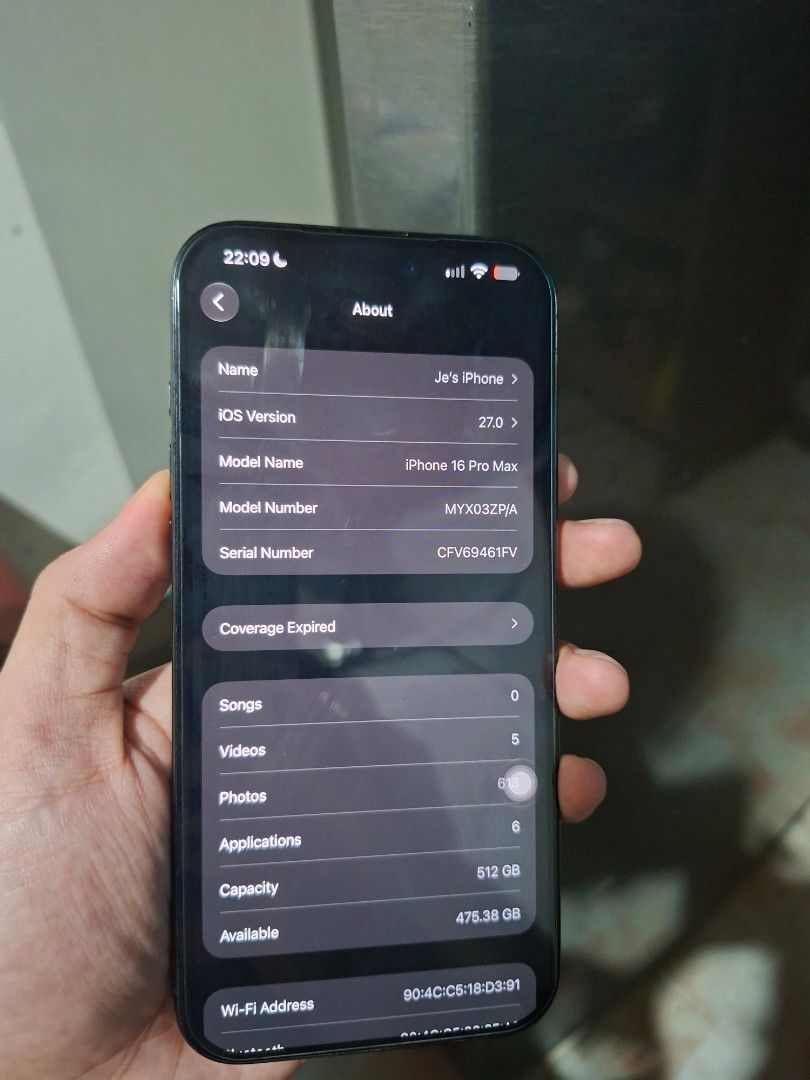 RUSH RUSH IPHONE 16 PROMAX 512GB SMARTLOCK (Category: iPhone 16 Series) located in Taguig. Submitted by jesicutie (Listing ID 1469092855, Image 3). Description: rfs: dagdag pang upgrade P48k nego pag pick up Details: Color: Black Titanium Variant: ZPA SMART-LOCKED — Smart users only Storage: 512GB Battery Health: 93% (as of posting) Condition: 97% smooth, with minor dents on the volume button sides (barely noticeable) No history of repairs or rep