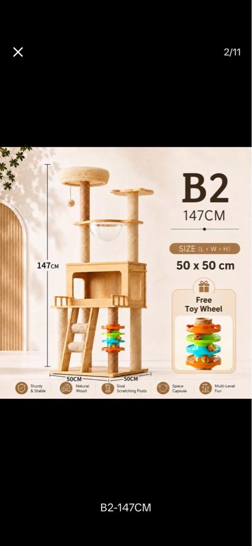 ‼️RUSH‼️Unused Sealed Cat Tower (Category: Homes & Other Pet Accessories) located in Las Pinas. Submitted by michywoop (Listing ID 1468999421, Image 1). Description: -2,700 original price Unopened Cat Tower bc duplicate order -Selling for Medication of our cat who has parvo -📍Parañaque City -Lalamove/same day delivery shouldered by buyer.