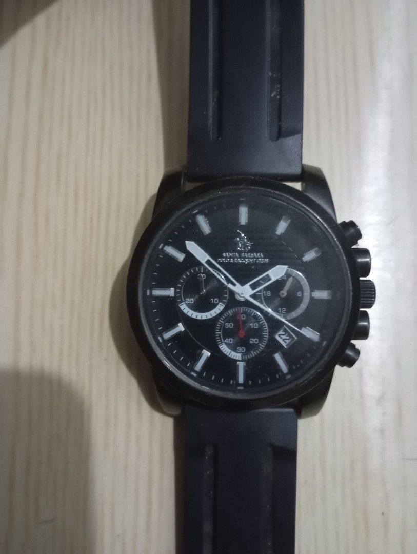Santa Barbara polo chronograph (Category: Men's Watches) located in Las Pinas. Submitted by quick_deals_great_finds2 (Listing ID 1469070991, Image 1). Description: Original good working condition.