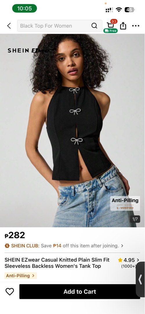 Shein Black Halter Top with Rhinestone (Category: Sleeveless) located in Manila. Submitted by prelovedbyeljodi (Listing ID 1469091589, Image 3). Description: ✨ As good as new — used only once! 📌 RFS: Decluttering.