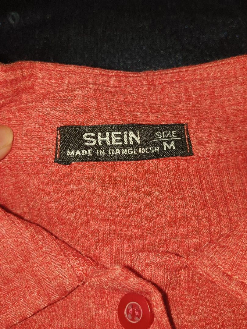 SHEIN Ribbed polo button-down shirt (Category: Others Tops) located in Caloocan City. Submitted by justleanne (Listing ID 1468967067, Image 2). Description: SIZE: (13×15) ‎USED BUT NOT ABUSE ‎RFS : NEED FUNDS ISSUE: STAIN WASHABLE.
