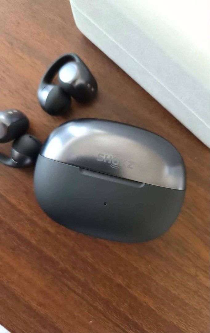 Shokz OpenFit Open-Ear True Wireless Earbuds (Category: Earphones) located in Quezon City. Submitted by nun_decluttering (Listing ID 1469132335, Image 2). Description: - Item: Shokz OpenFit Open-Ear Wireless Earbuds Black/Gray - Semi complete (type-c cord not included) - Bought for 9k+ - Selling for 5,500. Steal! Used thrice only. Still prefer my Airpods Max.