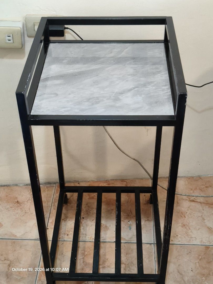 Single Stove Rack (Category: Shelves, Cabinets & Racks) located in Pasay City. Submitted by holasunshine (Listing ID 1469084050, Image 1). Description: Single Stove Rack Metal Frame - minimal paint chipping Tile top See last photo for dimensions Buyer will shoulder lalamove shipping fee from Pasay City near Buendia LRT.