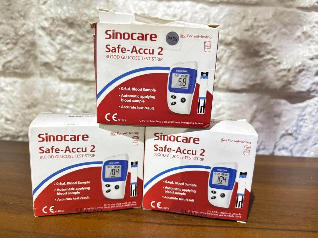 Sinocare Safe-Accu 2 Blood Glucose Test Strips (Category: Medical Supplies & Tools) located in Manila. Submitted by brightflower_273879 (Listing ID 1469019675, Image 1). Description: - Sinocare Safe-Accu 2 test strips (50 pieces per vial) - 100% brand new, unopened, and factory sealed - Fast and accurate results every time - Small blood sample required (only 0.6 microliter) - Automatic blood sample application for easy testing.
