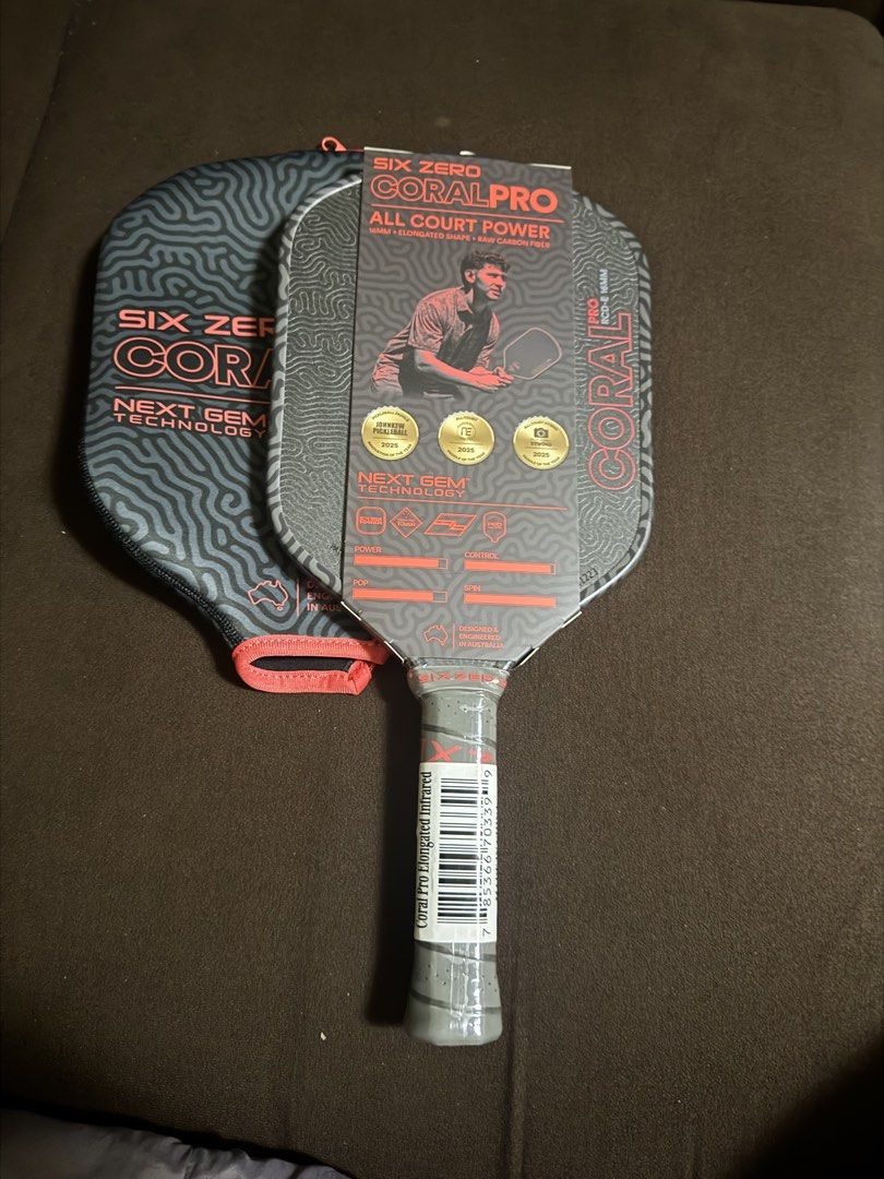 Six Zero Coral Pro Elongated Pickleball Paddle (Category: Racket and Ball Sports) located in Las Pinas. Submitted by ronaldbalicuds (Listing ID 1469108178, Image 3). Description: - Brand new in original plastic wrap with tag attached - Model: Six Zero Coral Pro (16mm elongated shape) Complete with receipt On hand Got other brands Honolulu Selkirk Joola And Kamito.