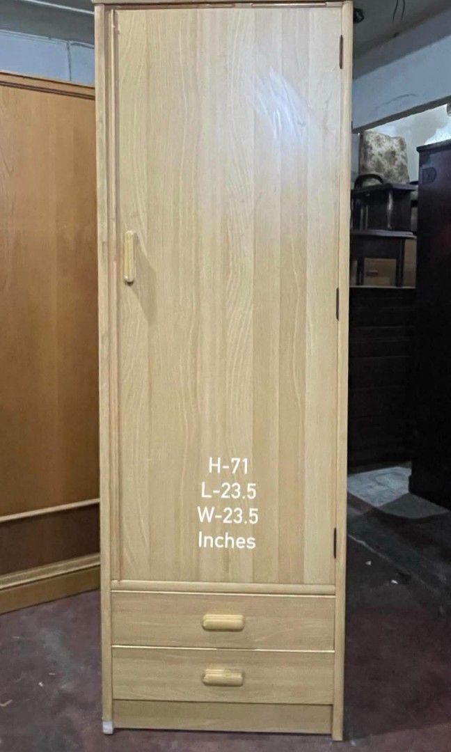 Slim Wardrobe Closet Cabinet with Bottom Drawers (Category: Shelves, Cabinets & Racks) located in Quezon City. Submitted by dannikkishoppe2 (Listing ID 1469156575, Image 2). Description: Slim Wardrobe Closet Cabinet with Bottom Drawers‼️₱6500‼️ ✔️ Sturdy Wooden Construction ✔️ Space-Saving Design ✔️ Perfect for Organizing Your Clothes and Essentials Please manage your expectations as there might be minimal flaws. Color may vary due to lighting, i