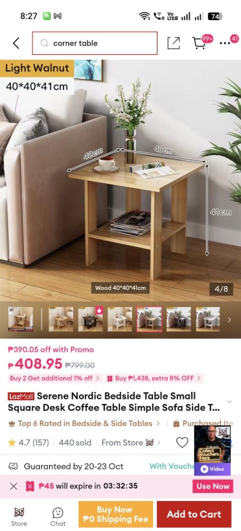 Small Wooden Bedside Table (Category: Tables & Sets) located in Pasay City. Submitted by holasunshine (Listing ID 1469081983, Image 3). Description: Small Wooden Bedside Table Used - has minor dent in one corner, see 2nd pic No assembly need - item is ready for pick up assembled See last photo for dimensions Buyer will shoulder lalamove shipping fee from Pasay City near Buendia LRT.