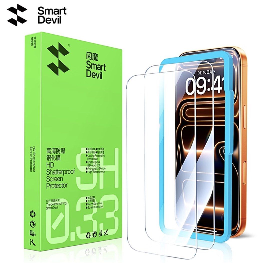 smartdevil iphone 17 tempered glass (Category: Other Accessories) located in Marilao. Submitted by lastgrrlonnearth (Listing ID 1469086744, Image 1). Description: smart devil tempered glass for iphone 17 - ultra hd clear (not privacy) - comes with wipes, dust sticker, aligning tool.