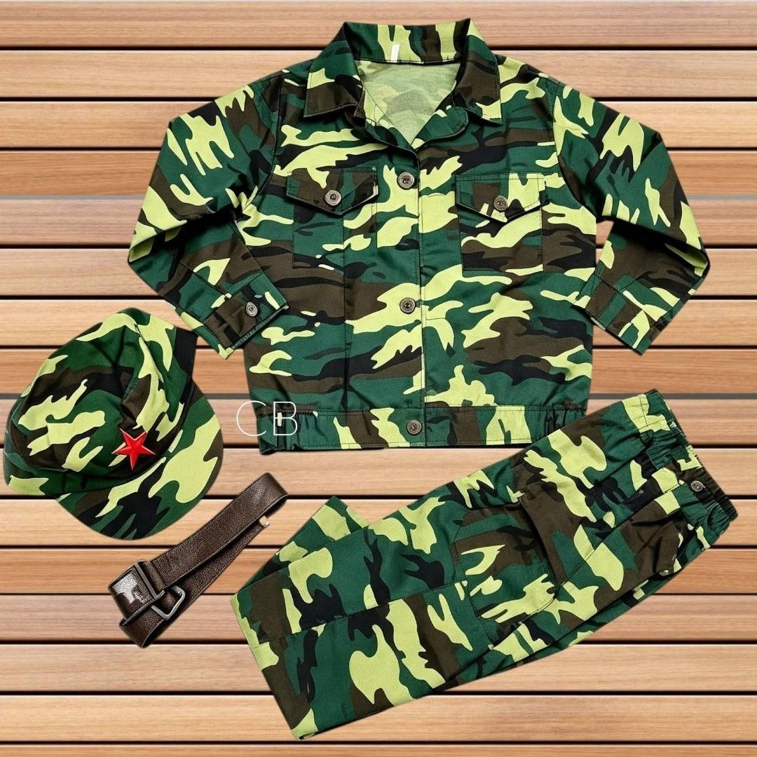 Soldier custome for kids (Category: Babies & Kids Fashion) located in Manila. Submitted by viashop02 (Listing ID 1468936345, Image 3). Description: Souldier Costume For Kids ✅Included: Longsleeve,Pants,Belt,Cap ✅ Price: ₱800 ✅Size: (1-3yrs)(3-5yrs )(7-9yrs)(10-12yrs) 🪖 Actual photo is posted 🪖 Made in Bangkok 🪖 Good quality ✅Cash on delivery via lalamove ✅ Pm for more information.