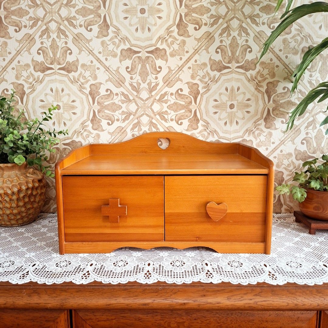 Solid wood first aid medicine box sewing box organizer with hidden storage (Category: Vintage Collectibles) located in Dasmarinas. Submitted by millennialmeetsvintage (Listing ID 1468951440, Image 1). Description: rare find 💎 solid wood with hidden storage last price posted, no haggling 🙅🏻‍♀️ 🌍ships from DASMA, CAVITE 🚚 shipping via Lalamove only ❌no reservations, first-to-pay basis ❌no physical store, no walk-ins ❌no COD transactions.