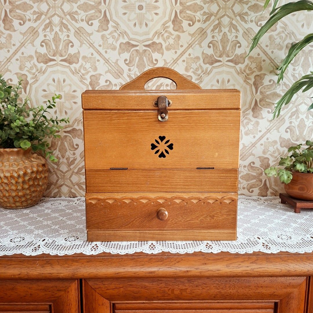 Solid wood vanity makeup cosmetic box (Category: Vintage Collectibles) located in Dasmarinas. Submitted by millennialmeetsvintage (Listing ID 1468950246, Image 1). Description: solid wood with 3 level reclinable mirror last price posted, no haggling 🙅🏻‍♀️ 🌍ships from DASMA, CAVITE 🚚 shipping via Lalamove only ❌no reservations, first-to-pay basis ❌no physical store, no walk-ins ❌no COD transactions.