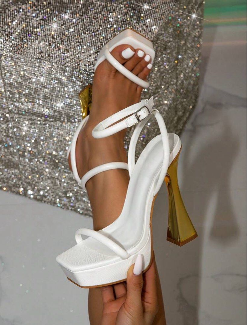 Square Toe Heels (Category: Heels) located in Midsayap. Submitted by shai_09 (Listing ID 1468948903, Image 1). Description: Thick Platform Square Toe White High Heel Sandal 5.3 inch heel 13.5 cm size 38 .