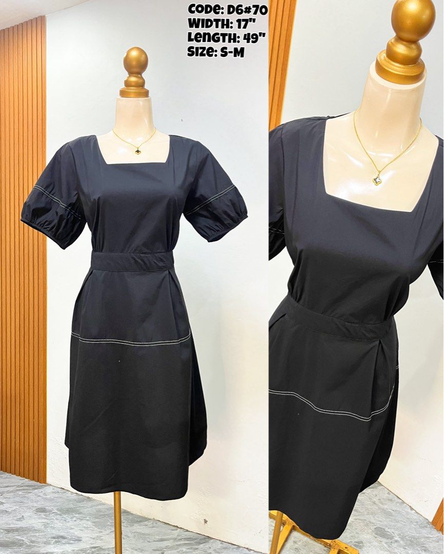 Squareneck Puff Office Korean Dress • Black (Category: Dresses) located in Cavite. Submitted by cnchnll (Listing ID 1469069021, Image 1). Description: minimal dot.