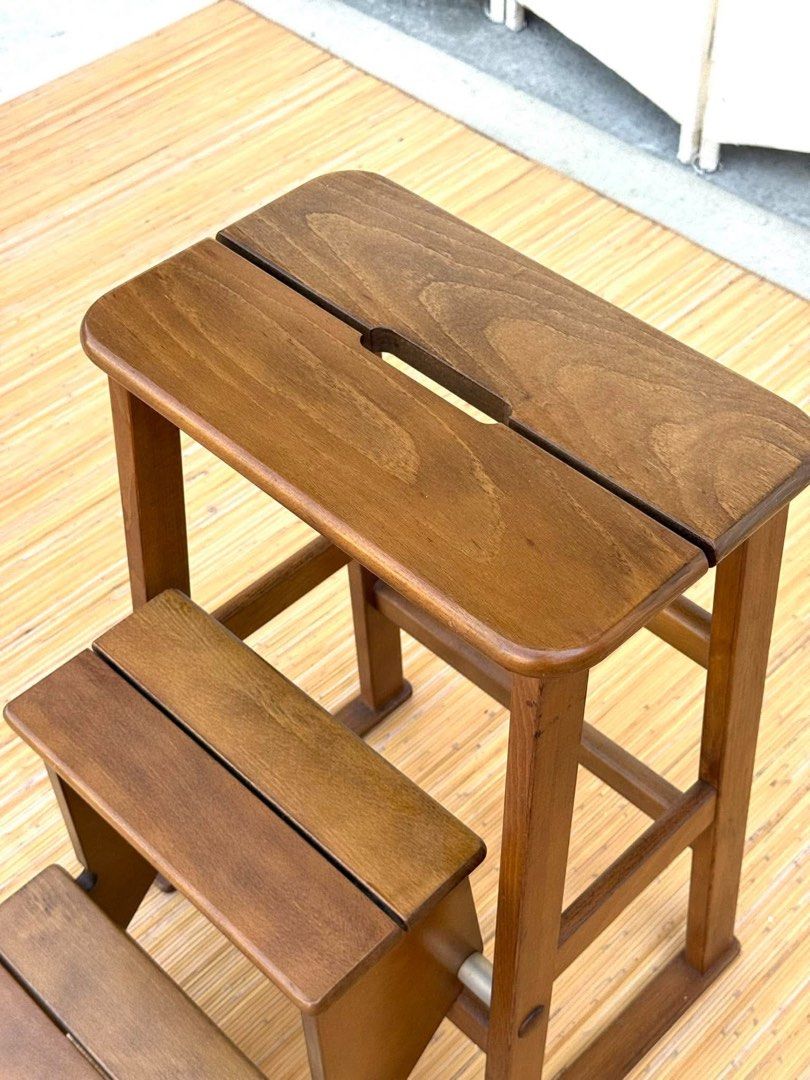 Step Stool / Step Ladder / Plant Stand (Category: Chairs) located in Manila. Submitted by elliefurnies31 (Listing ID 1469127393, Image 3). Description: JAPAN SURPLUS 3 STEPS FOLDABLE WOODEN LADDER IN GOOD CONDITION SIZE: 24H x 16L x 10W inches.