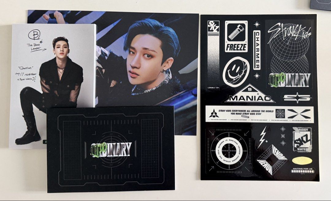 Stray Kids ODDINARY Album Standard Version (Category: CDs & DVDs) located in Pasig City. Submitted by ymirgm (Listing ID 1468943925, Image 3). Description: - Stray Kids ODDINARY Standard Version Album (Green) - Includes outer box, CD, photobook, and lyric book - Comes with stickers and folded poster - Complete with Bangchan inclusions - All paper goods and items carefully handled and in great shape.